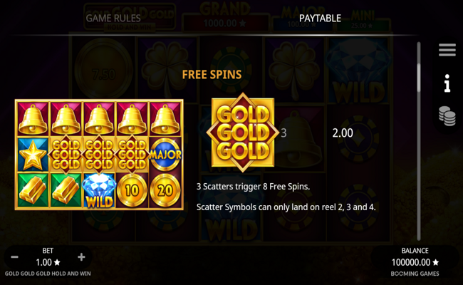 gold gold gold hold and win paytable 3