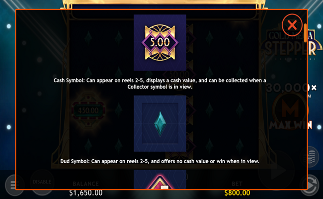gold mega stepper paytable 1