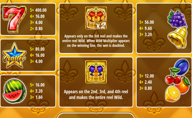 golden crown extreme paytable 1