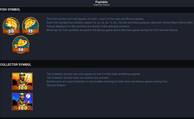golden fish collector paytable