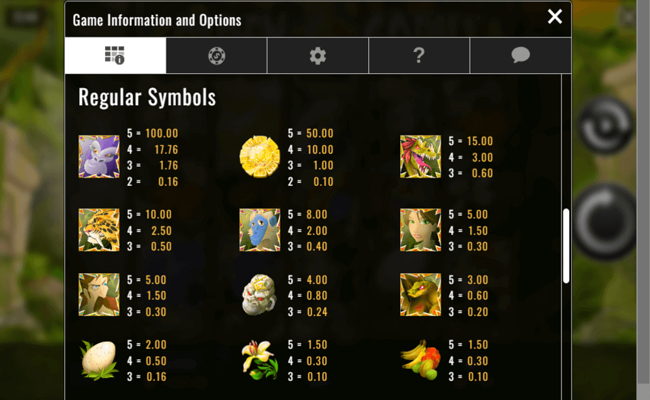 golden gorilla paytable