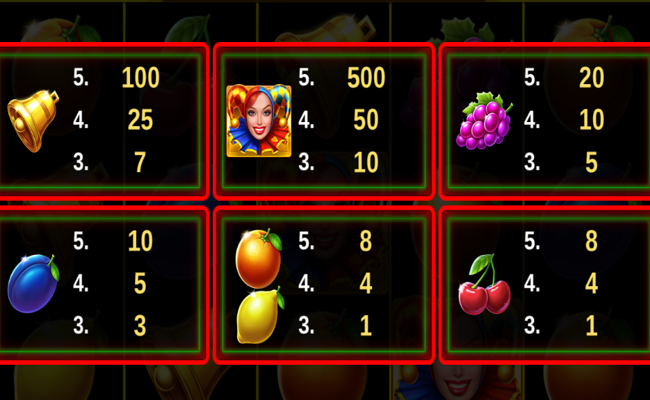 golden joker fortune paytable