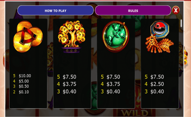 golden ox golden cash paytable2