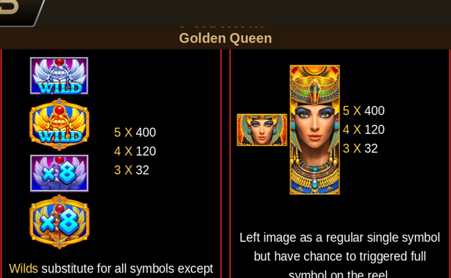 golden queen paytable 1