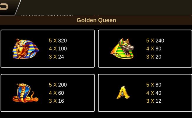 golden queen paytable 2