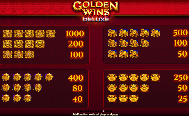 golden wins deluxe paytable 1