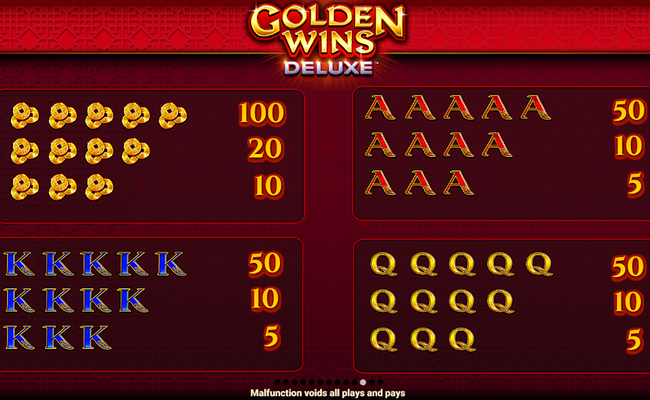 golden wins deluxe paytable 2