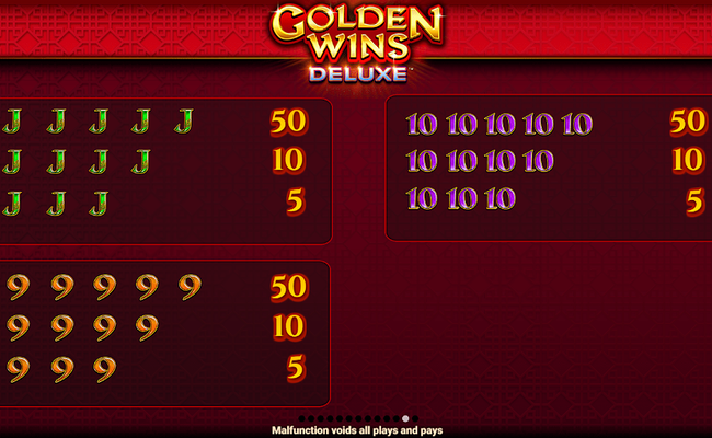golden wins deluxe paytable 3
