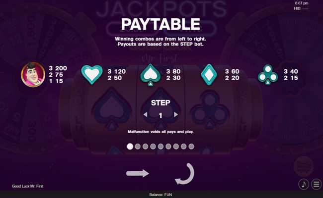 good luck mr first paytable 1