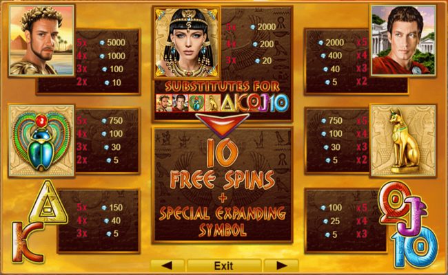 grace of cleopatra paytable