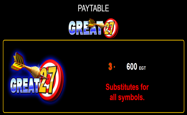 great 27 paytable