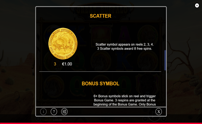 great buffalo hold and win paytable 3