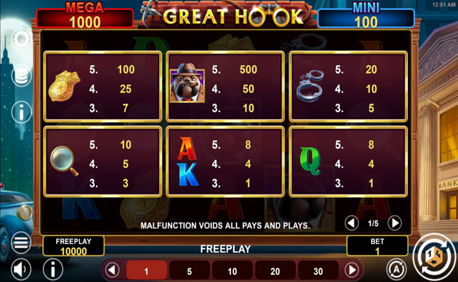 great hook hold and win paytable 1