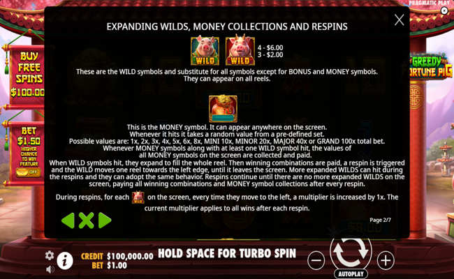 greedy fortune pig paytable 2