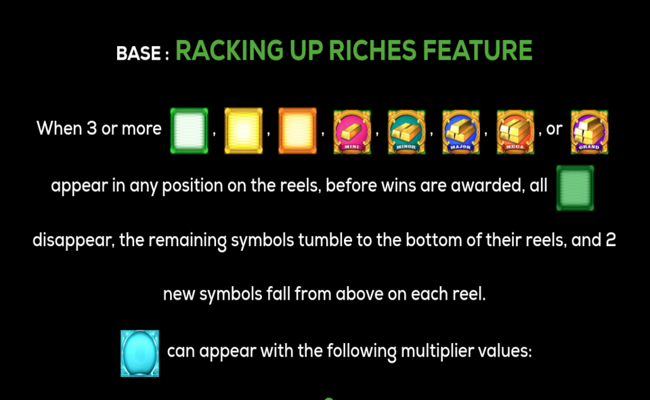 green machine racking up riches 2 paytable5