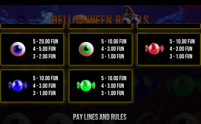 halloween reels paytable 2