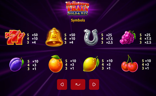 halloween train paytable