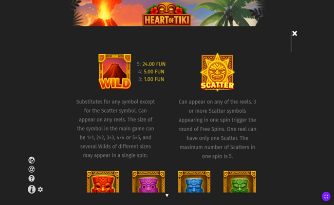 heart of tiki paytable 1