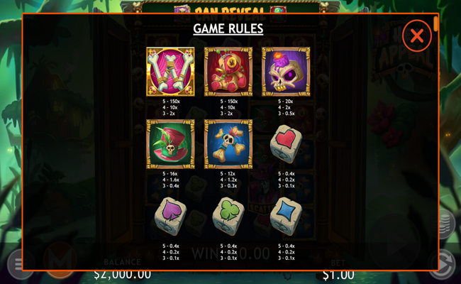 hex appeal paytable