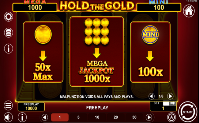hold the gold paytable