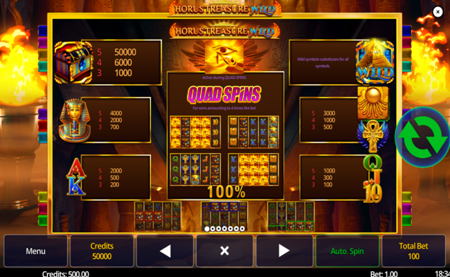 horus treasure wild paytable 1