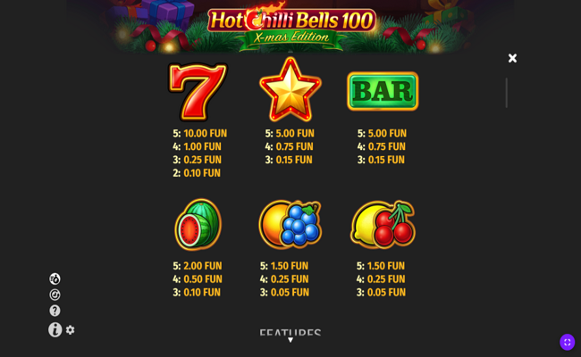 hot chilli bells 100 paytable 2