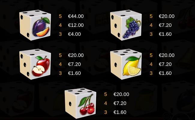 hot diamonds 5 dice paytable 2