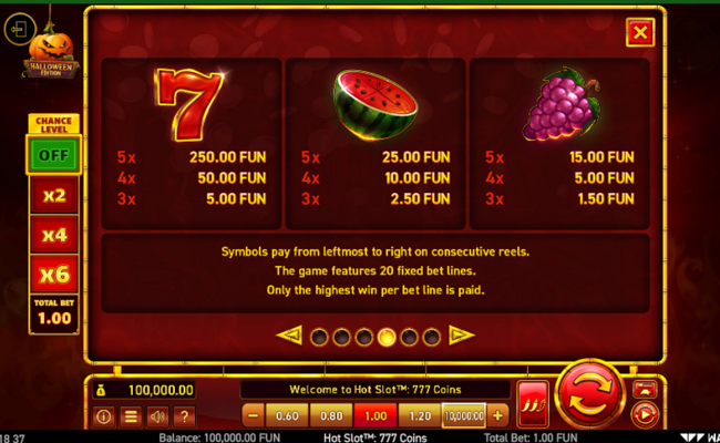 hot slot 777 coins halloween edition paytable 1