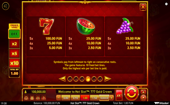 hot slot 777 gold crown paytable 1