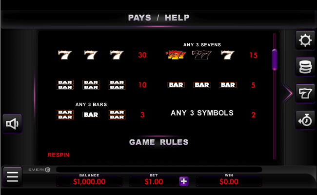 hot spot 777 paytable 2