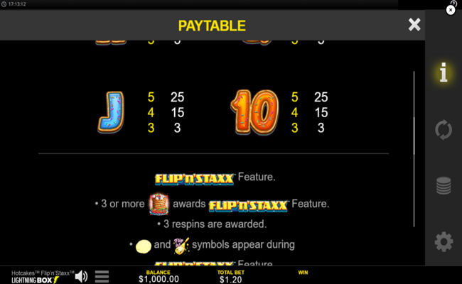 hotcakes flip n staxx paytable 3