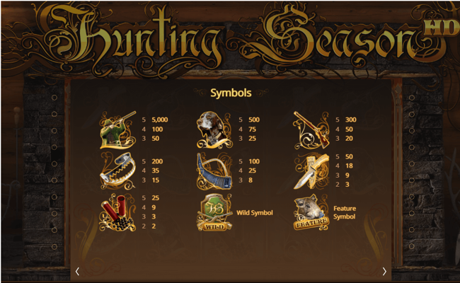 hunting season paytable