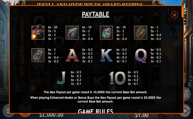 hyde and seek paytable