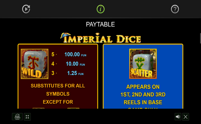 imperial dice paytable 1