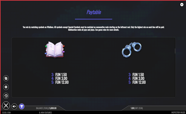 inspector wilds paytable 3