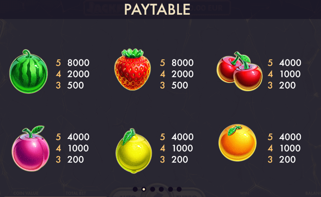 jackpot sevens paytable