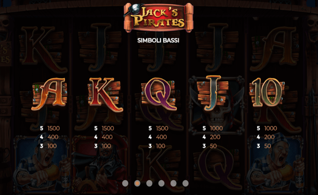 jacks pirates paytable 2