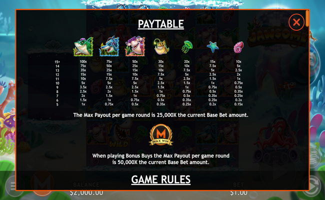 jawsome paytable