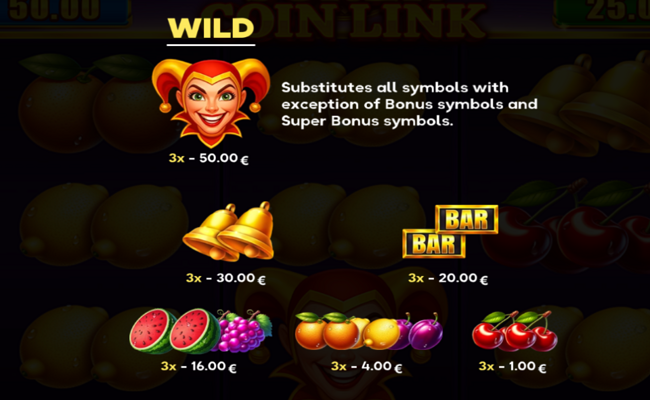 joker coin link 3x3 running wins paytable 1