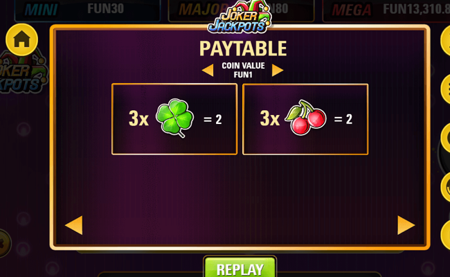 joker jackpots paytable 2