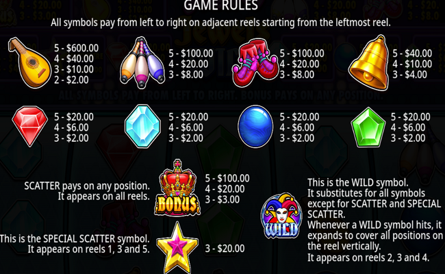 jokers jewels wild paytable