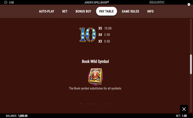 jokers spellbook paytable 3