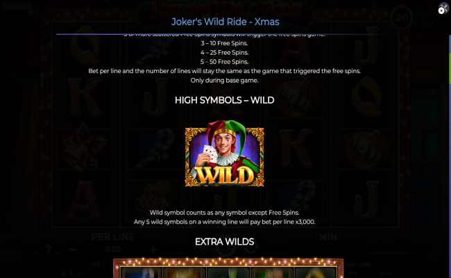 jokers wild ride xmas paytable 1