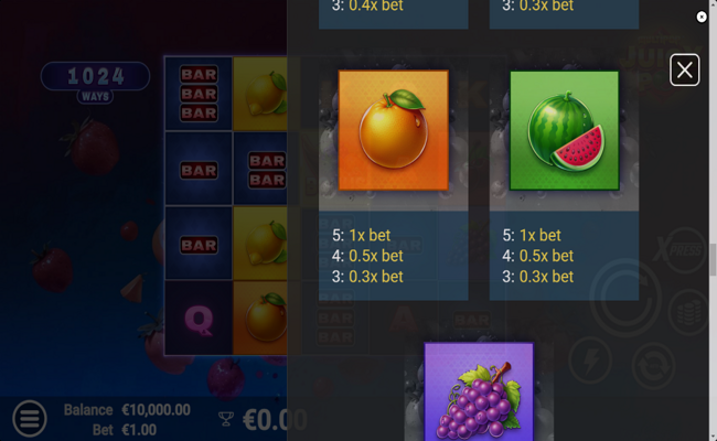 juicypop paytable 2