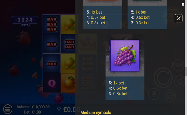 juicypop paytable 3