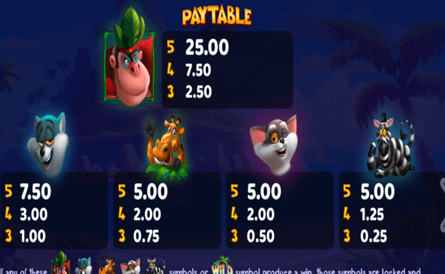 jungle beats paytable 1