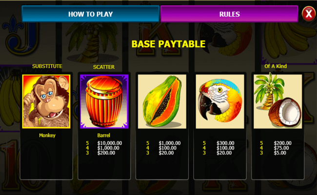 jungle monkeys paytable