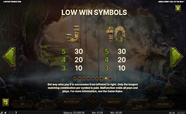 jungle spirit call of the wild paytable 4