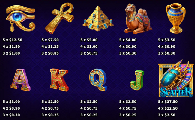 ka gaming egyptian goddess paytable