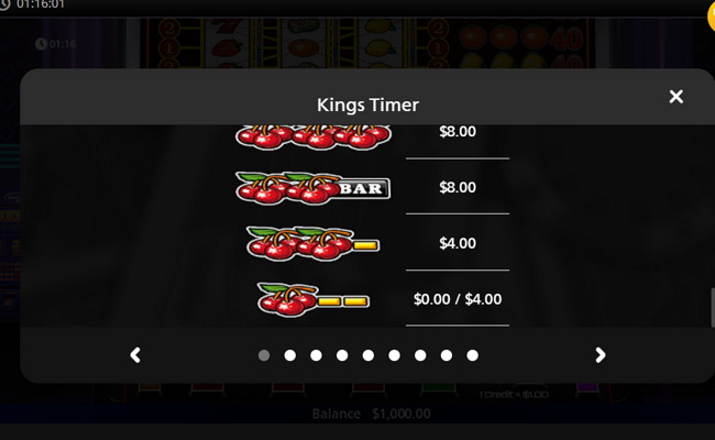 kings timer paytable 5